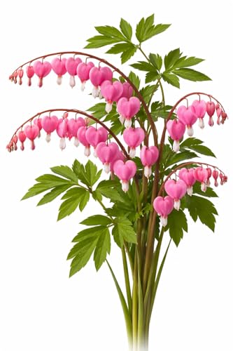 Votaniki's Pink Bleeding Heart Dicentra Spectabilis Live Plant Root Shade Perennial Spring Bloom Heart Shaped Flowers Deer Resistant Garden Plant for Borders Containers Woodland Gardens (Pack of 50)
