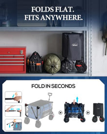 Push & Pull Electric Wagon Cart Foldable with 24,000mAh Removable Battery