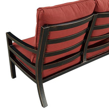 Oakland Living Black Aluminum Patio Deep Seating Outdoor Two Seater Loveseat with Red Cushions