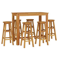 QZZCED 7 Piece Patio Bar Set,Leisure Seating Set,Patio Conversation Sets,Patio Furniture Sets,Garden Lounge Chair,Bistro Seating Sets,for Terraces,Lawns,Balconies, Solid Wood Acacia