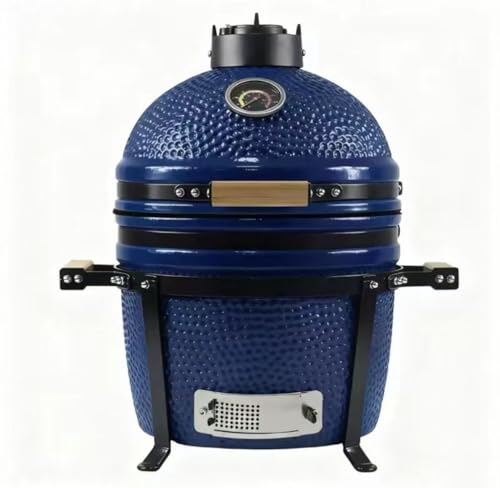 JOSOGO 16 Inch Ceramic BBQ Grill, Portable Smoker Braiser for Home, Garden, Balcony, Patio, Perfect for Steak & Charcoal Cooking(Blue)