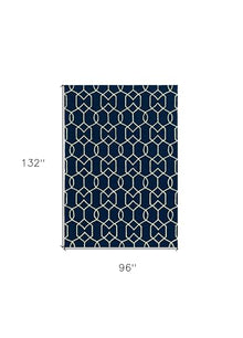 HomeRoots 8' x 11' Navy Blue Moroccan Indoor Outdoor Area Rug