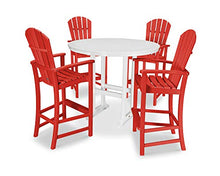 POLYWOOD® Palm Coast 5-Piece Round Bar Set in Sunset Red/White