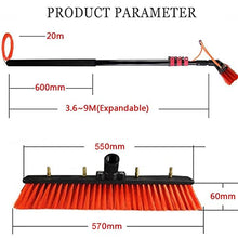 Telescopic Solar Panel/Photovoltaic Panel Cleaning Brush, Cleaning Kit for Conservatory Roof, Window Cleaning Pole with 55cm Brush Head, 3.6m-10.8m Water Brush 5.4m/18ft