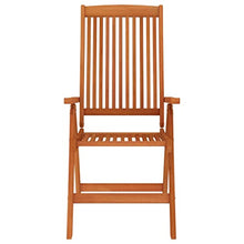 Makastle Folding Patio Dining Chair Set of 8, Reclining with 5 Positions, Solid Eucalyptus Wood, Brown, 22.8" x 28" x 44.1"