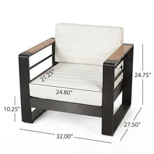 Christopher Knight Home Giovanna Aluminum Lounge Chair Outdoor Set of 2 with Removable Cushion, Metal Frame Patio Accent Chair, Patio Garden Comfy Reading Chair, Black+Beige