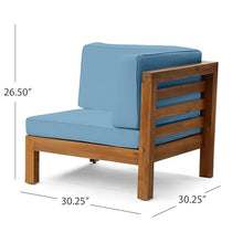 Spollowe 2 Piece Love Seat Set Acacia Wood Frame with Water Resistant Cushions for Patio Garden Blue