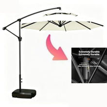 AY8ADYUI Table Market Umbrella,Cantilever Umbrella,Large Outdoor,with Base,8 Sturdy Ribs,Crank and Sturdy Ribs,for Garden, Deck, Backyard, Pool, Turquoise(Pale White)