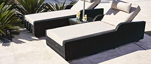 Direct Wicker 4-Piece Aluminum Frame Outdoor Patio Chaise Lounge Set Black