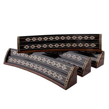 Helena Wood Art Wooden Mosaic Inlaid Oval Rummy Game Set Black