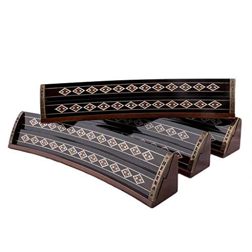 Helena Wood Art Wooden Mosaic Inlaid Oval Rummy Game Set Black