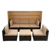 YWMLFZ Outdoor Sunbathing Rattan Sofa Steel Chaise Metal Chair Modular Sectional Sets with Roof