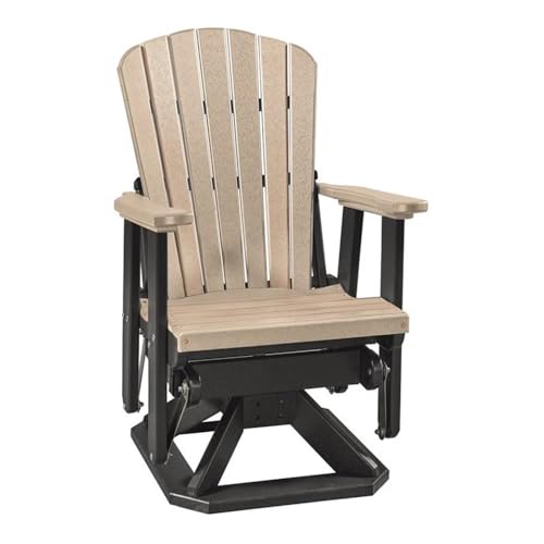 American Furniture Classics OS Home and Office Model 510WWBK Fan Back Swivel Glider in Weatherwood with a Black Base