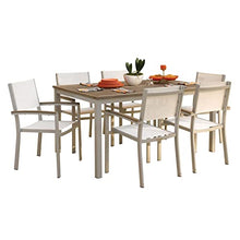 Oxford Garden Travira 7-Piece Dining Set 63in Table & Sling Chairs Ink Pen
