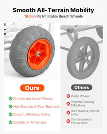 VEVOR Beach Fishing Cart, 350 lbs Load Capacity, Fishing Cart Wagon with Heavy-Duty Aluminum Alloy Frame, 16.5 in All-Terrain PU Balloon Tires, 8 Rod Holders, for Outdoor Activities Camping Picnic