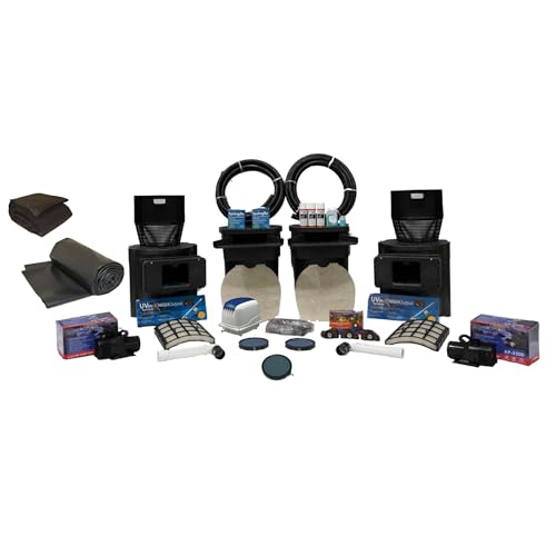 HALF OFF PONDS Savio Signature Ultimate Water Garden and Koi Pond Kit with UVinex Filter, Aeration System, and Liner Black
