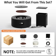 Shintenchi 30" Propane Fire Pit Table with Tank Storage, Black