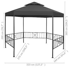 HKTMGDNG 10.6ft Hexagonal Outdoor Garden Gazebo Anthracite Metal Frame