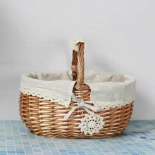 Storage Basket,Traditional Wicker Shopping with Fabric Lining Handmade Hamper Food Container Picnic for Wedding, Party,Medium