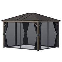 Outsunny 10' x 12' Hardtop Gazebo with Curtains and Netting Dark Gray