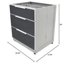 Blue Sky Outdoor Living ,OKC3024GDR3DG, 3-Drawer Outdoor Kitchen Cabinet – Heavy-Duty Storage – Weather-Resistant Modular Base for Patios and BBQ Islands – Slate Gray