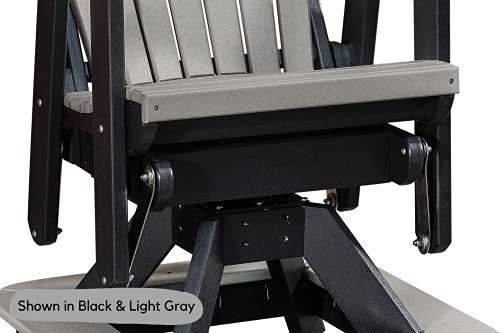 DutchCrafters Slat Fan Back Poly Balcony Adirondack Swivel Glider with Footrest Outdoor Patio Chair Tudor Brown & Weatherwood