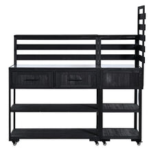 Merax 62.3'' Outdoor Mobile Kitchen Island on Wheels with Stainless Table Top, Outdoor Prep Cart Grill Table with Raised Shelf and Drawers for BBQ, Party, Black