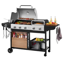 Grills House ZH3004S Premium Gas Grill and Pizza Oven Combo Silver & Black