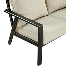 Oakland Living Black Aluminum Patio Deep Seating Outdoor Two Seater Loveseat with Light Grey Cushions