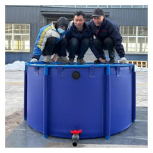 Zfmnoyev Canvas Fish Pond Pool with Bracket, Round PVC Thickening Fish Pond Pool, Large Fold Children's Pool Fish Tank, Aquarium Pool Pond with Drain Valve, Easy to Install(2x0.8m/79x31in-2400L)