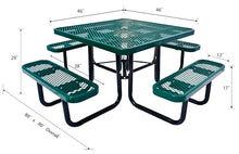 LifeYard Heavy Duty 46" Steel Square Picnic Table,Expanded, Metal Outdoor Table (Green)