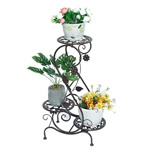 OJKJGYTF Plant standPlant Stand Metal Flower Stand with 3 Shelves Plant Stand Indoor Plant Shelf Outdoor Decorative Plant Shelves