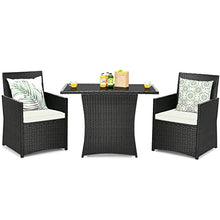 DUYHBAWRS 3PCS Patio Rattan Furniture Set Cushion Sofa Armrest Garden Deck White Easy to Assemble