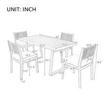Merax Wood Outdoor Dining Table Set for 4 with Beige Cushions