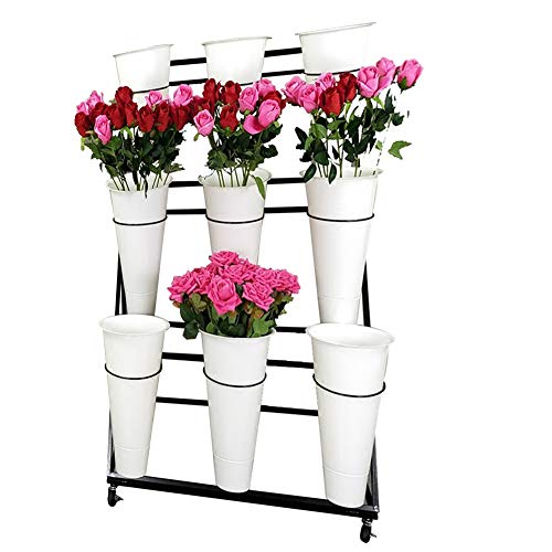 OJKJGYTF Flower Display Stand with Buckets Plant Ladder Shelf Metal Plant Stands for Multiple Plants Flower Stand Shelf