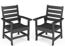 BRIOPAWS Outdoor-Dining-Chairs | Set of 2 | HDPE | Black | Patio Chair with Arms | Modern | All Weather | Oversized & Comfortable | for Deck Backyard Poolside Porch