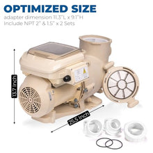 XtremepowerUS SuperFlow Variable Speed High-Flo Pool Pump In-Ground Swimming Pool Energy Efficient 230V, 1-1/2” & 2” Adapter Build-in Timer Control Panel (2.2, Horsepower)