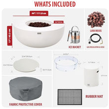 AMS 44" Round Concrete Propane Gas Fire Pit Table Bowl Bundle (Cream White)