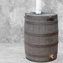 Good Ideas Rain Wizard 50 Gallon Plastic Rain Barrel Water Storage Collector with Brass Spigot, Oak