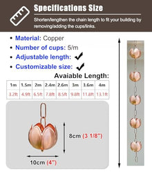 GVBNOTT Adjustable Rain Chain with Lotus Design for Gutter Downspout Water Flow Decoration，2.6 m (8.5ft)