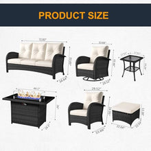KHOLH Outdoor Patio Furniture Sets with Fire Pit Table 10 Pieces Wicker Swivel Rocker Chairs and Sofa Sets for Backyard Deck