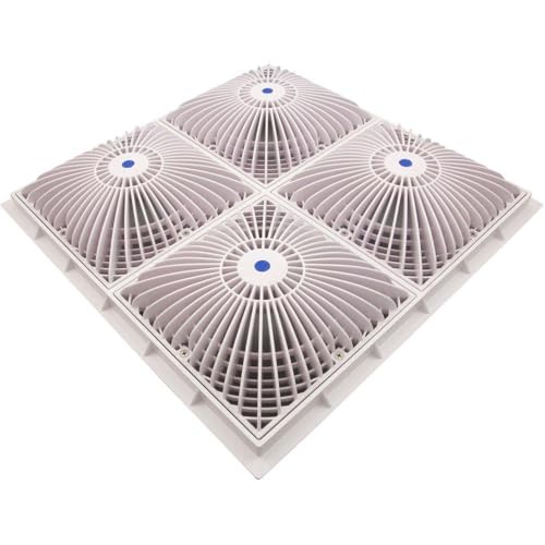Main Drain Cover, Aquastar MoFlow,(4) 9" Square,w/Frame,White 18MF101