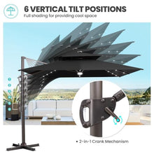 11' X 9' Solar Led Lights Patio Cantilever Umbrella with Weighted Base