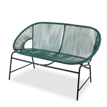 Seeheool CONDESSA Outdoor Patio Wicker Love SEAT, Green PE Rattan & Iron Frame, Set of 1