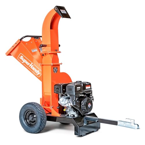 SuperHandy Towable Wood Chipper – 4 in. Chipping Capacity, 15HP Gas Engine, 13 in. Wheels, Electric Start, Trailer-Ready with 2 in. Coupler