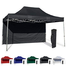 Vispronet 10x15 Instant Canopy Tent and Side Wall – Commercial Grade Steel Frame with Water-Resistant Canopy Top and Sidewall – Bonus Canopy Bag and Stake Kit Included (Black)