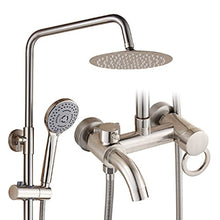 JIANSMZ N/A Outdoor Shower Fixture, Triple Function Brushed Nickel System, Wall Mounted SUS304 Stainless Steel Faucet Set with Hand Spray, 8" Rain Head,B (Color : B)
