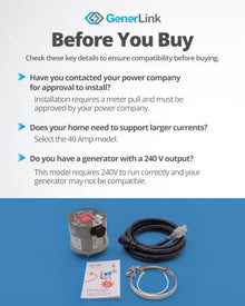 GenerLink Automatic Transfer Switch for Home Generator Non-Surge, 40AMP