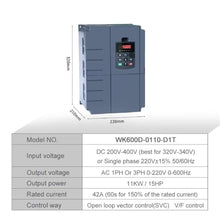 JRCKJPJAZ WK600D DC200V-400V 11KW 15KW 18.5KW Control Frequency Converter for 220V Solar Pump Three Phase Inverter with MPPT Control(220v 11kw)