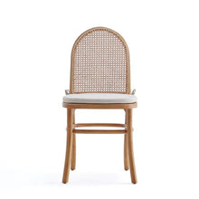 Manhattan Comfort Paragon Modern Cane Accent Dining Chairs, Natural Rattan Back & Seat, American Ash Wood Frame, Fully Assembled Kitchen Furniture, Set of 4, Cream Cushions